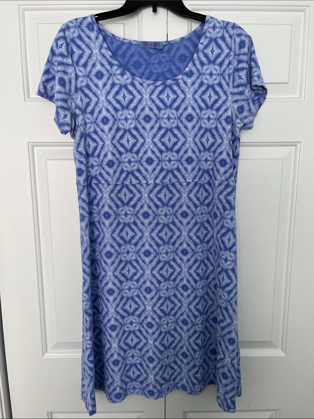 Fresh Produce Empire Waist Purple Geometric 100% Cotton Dress USA